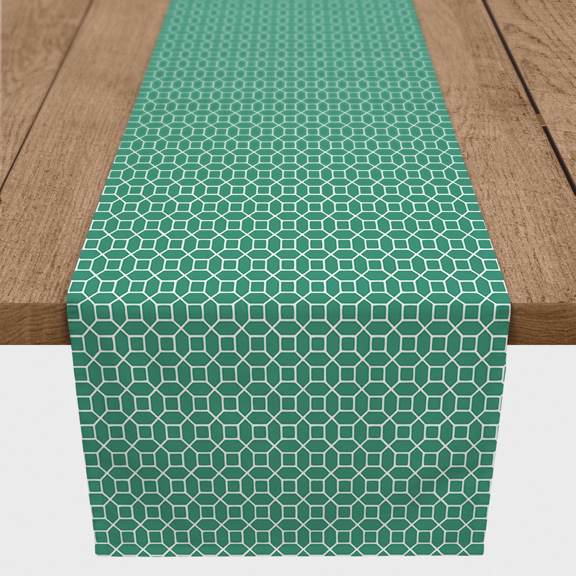 Teal Hexagons Outdoor Table Runner